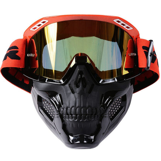 Men’s Motorcycle Goggles Impact-Resistant PC Lens Removable Mask 0