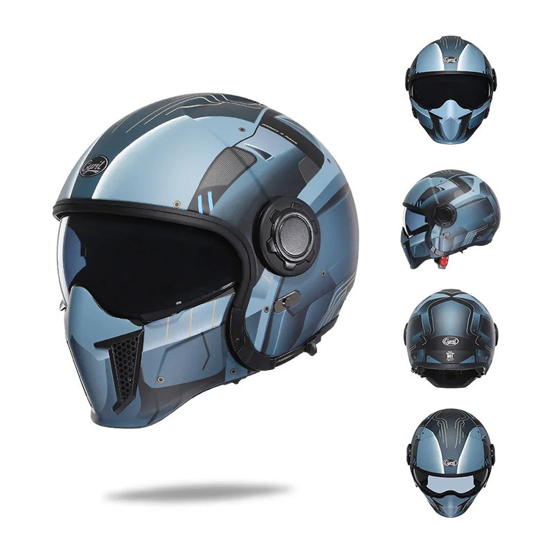 Men’s Motorcycle Helmet Double Lens Vintage Modular ABS 16