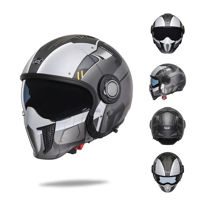 Men’s Motorcycle Helmet Double Lens Vintage Modular ABS 18