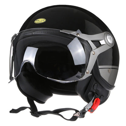 Men’s Motorcycle Helmet Lightweight ABS Vintage Racer with Leather Lining 9