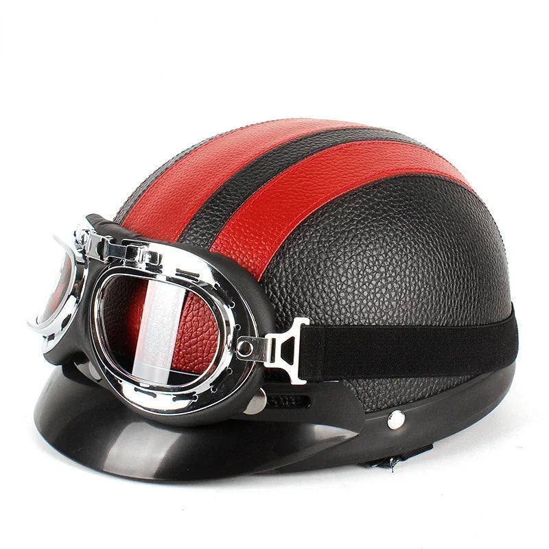 Men’s Motorcycle Helmet Retro Half Design Glossy Finish 6
