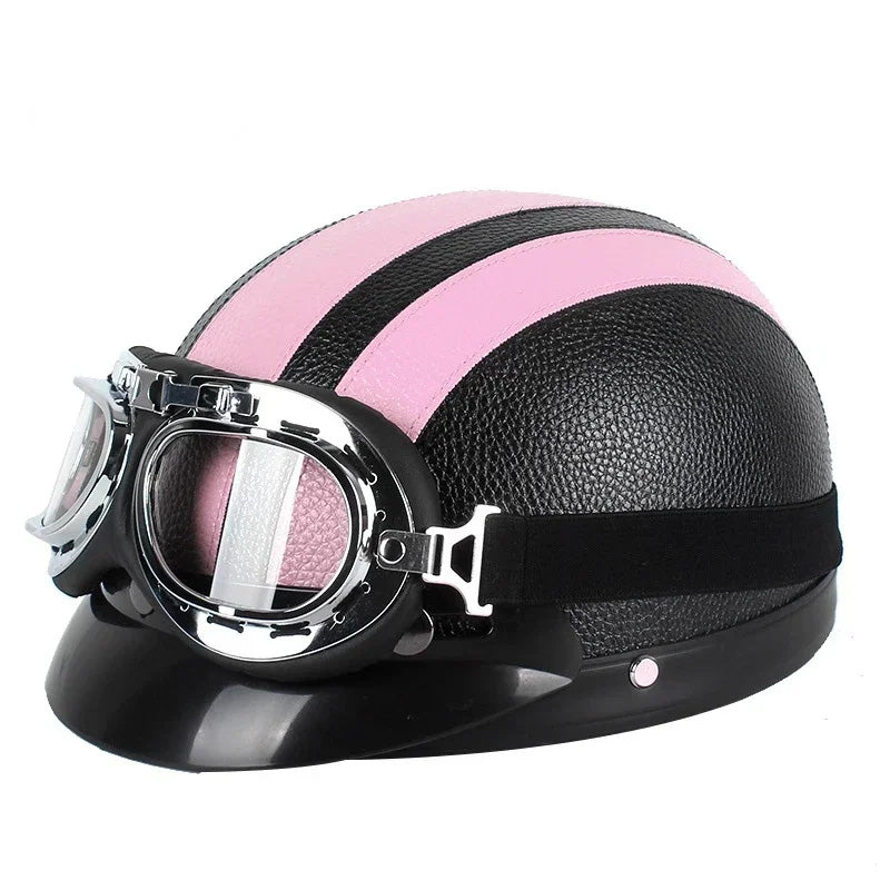 Men’s Motorcycle Helmet Retro Half Design Glossy Finish 7