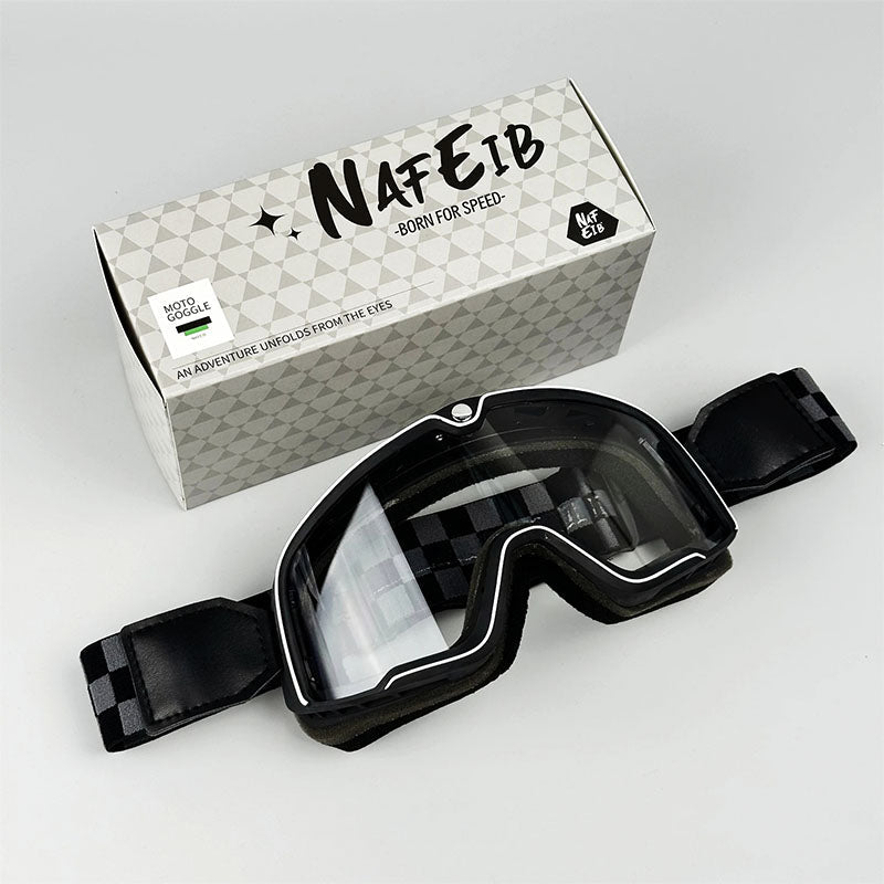 Men's Retro Motorcycle Goggles Fit Over Glasses Durable UV Protection HD Lens 13