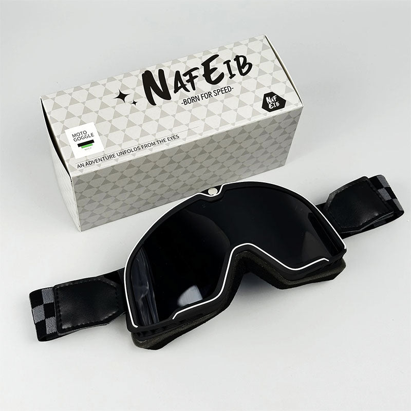 Men's Retro Motorcycle Goggles Fit Over Glasses Durable UV Protection HD Lens 9