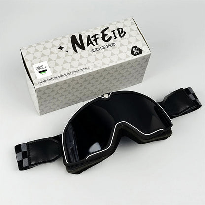 Men's Retro Motorcycle Goggles Fit Over Glasses Durable UV Protection HD Lens 9