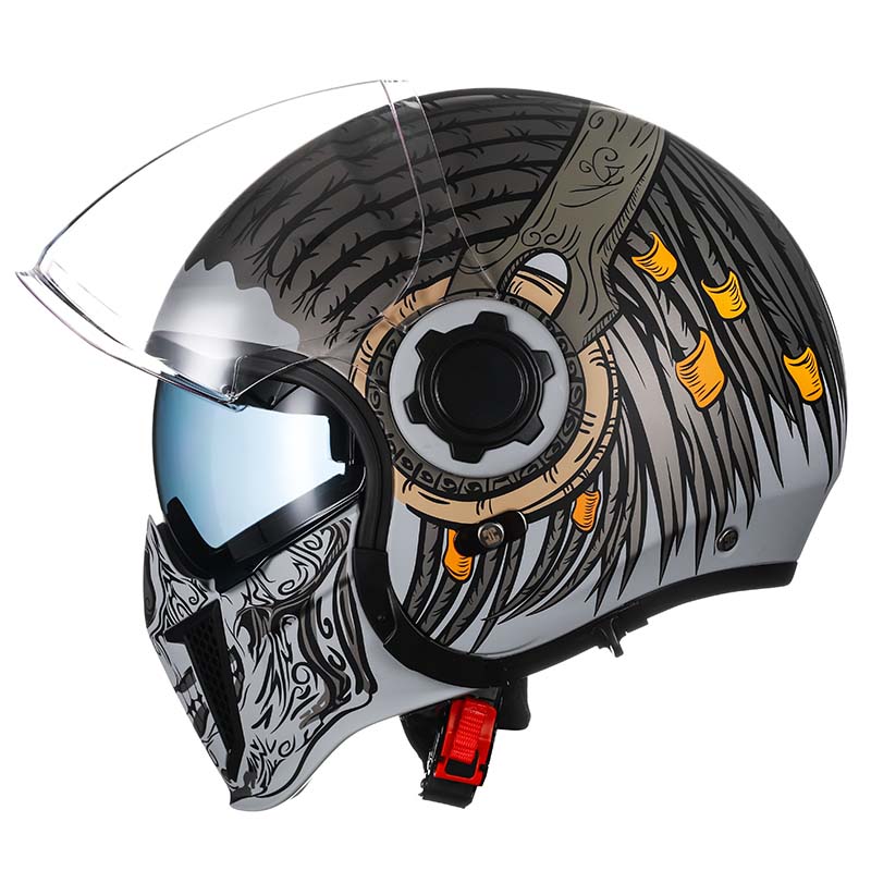 Men’s Vintage Modular Motorcycle Helmet Double Lens DOT ECE Approved ABS Shell 10