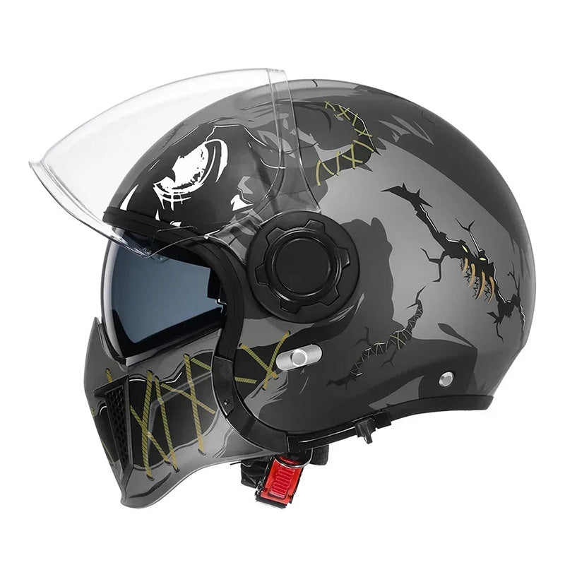 Men’s Vintage Modular Motorcycle Helmet Double Lens DOT ECE Approved ABS Shell 15