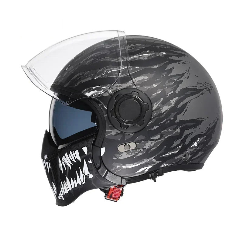 Men’s Vintage Modular Motorcycle Helmet Double Lens DOT ECE Approved ABS Shell 20