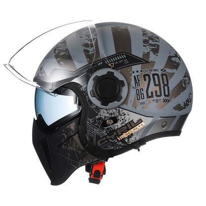Men’s Vintage Modular Motorcycle Helmet Double Lens DOT ECE Approved ABS Shell 7