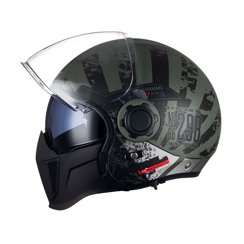 Men’s Vintage Modular Motorcycle Helmet Double Lens DOT ECE Approved ABS Shell 9