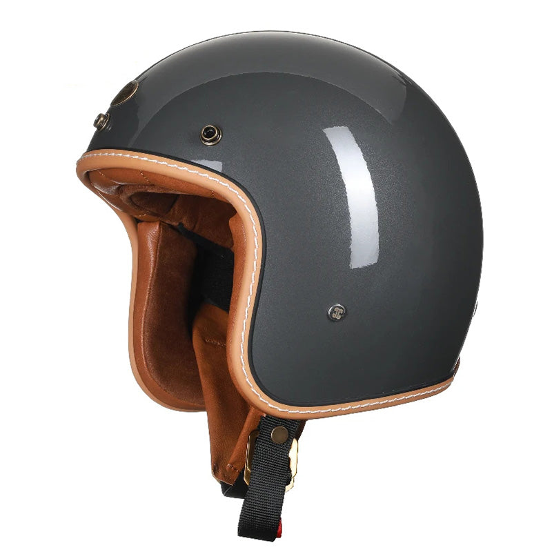 Men’s Vintage Motorcycle Helmet Low Profile DOT ECE Approved 4