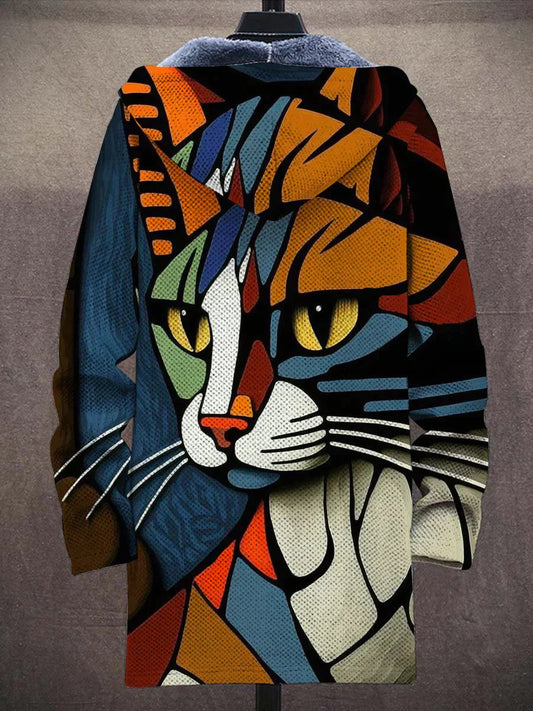 MeowMosaic – Abstrakte Katzen-Strickjacke 0