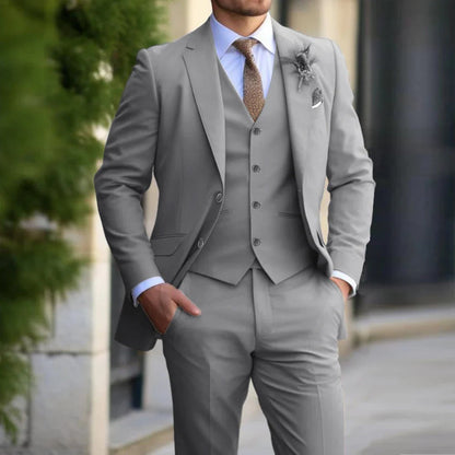 Men's 3-Piece Suit Black Size M Polyester-Cotton Blend-3