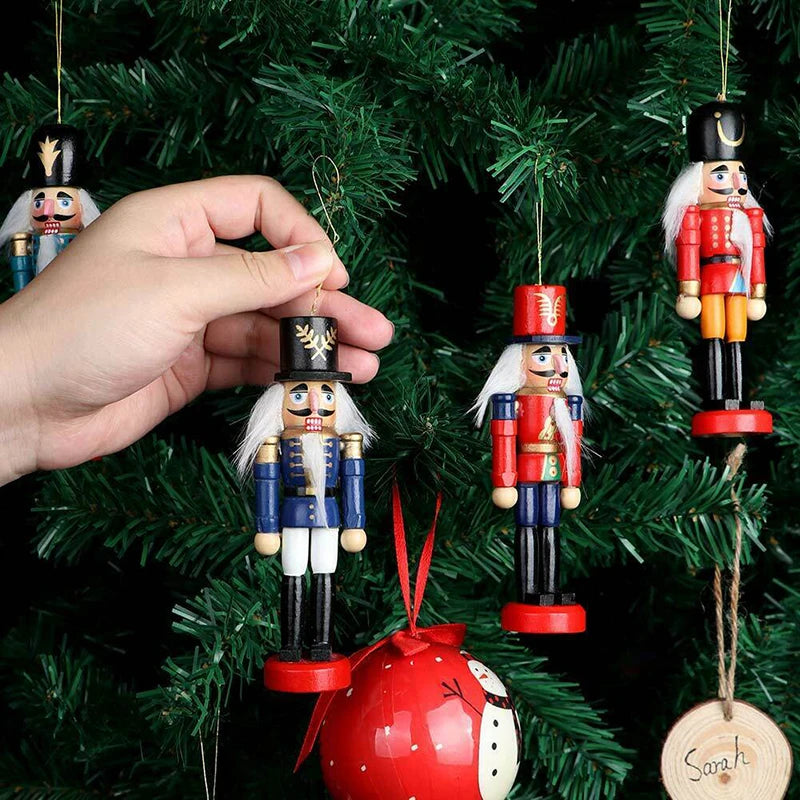 Mini Notenkraker Ornament Set 6 Stück Holz Weihnachtsbaum Dekoration 1