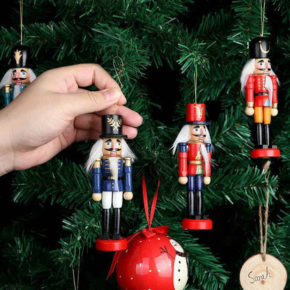 Mini Notenkraker Ornament Set 6 Stück Holz Weihnachtsbaum Dekoration 1
