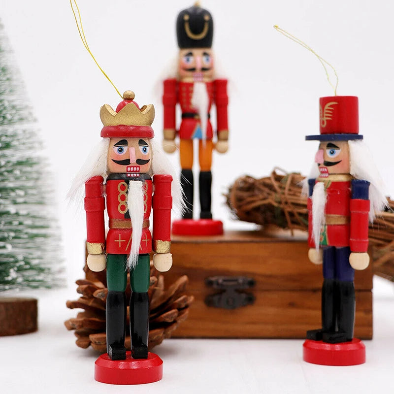 Mini Notenkraker Ornament Set 6 Stück Holz Weihnachtsbaum Dekoration 2