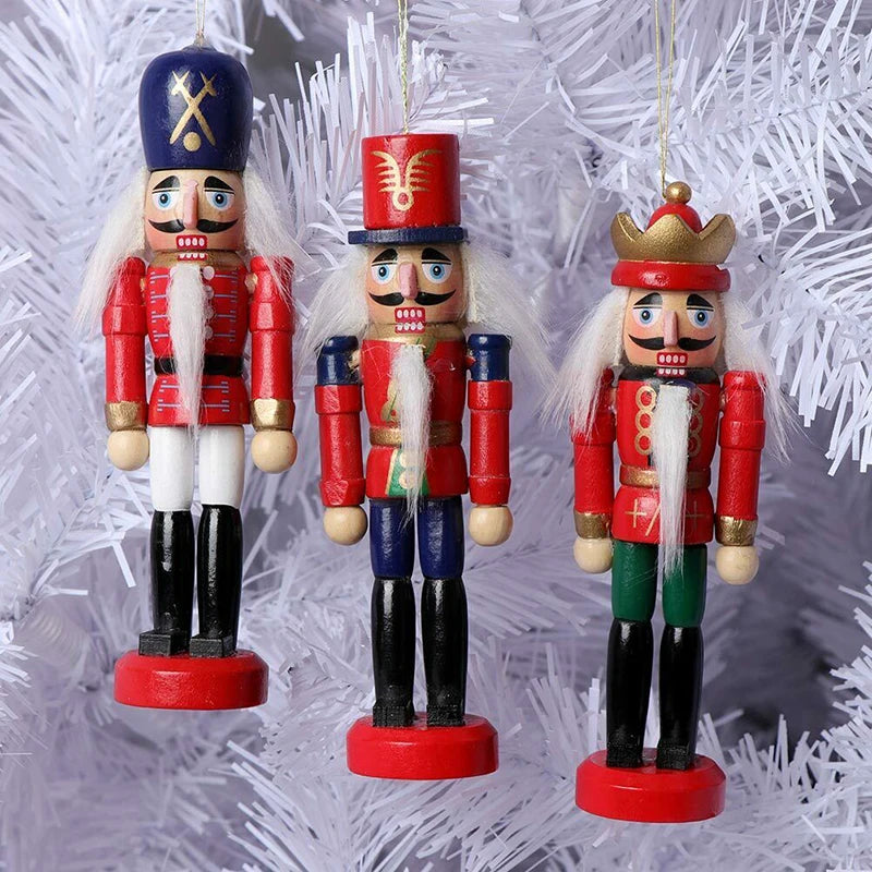 Mini Notenkraker Ornament Set 6 Stück Holz Weihnachtsbaum Dekoration 3