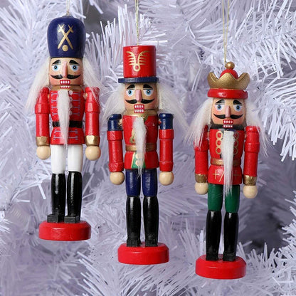 Mini Notenkraker Ornament Set 6 Stück Holz Weihnachtsbaum Dekoration 3