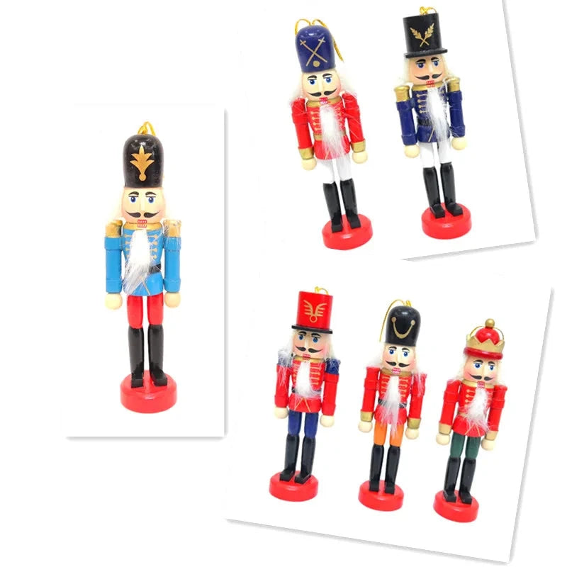 Mini Notenkraker Ornament Set 6 Stück Holz Weihnachtsbaum Dekoration 6