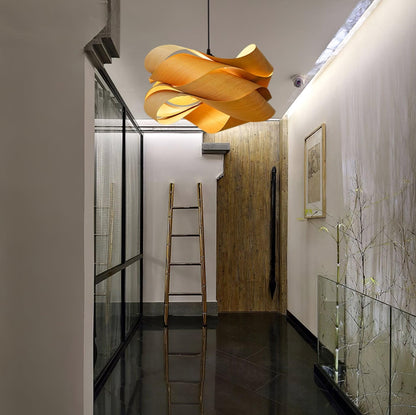 Moderne Pendelleuchte aus Holz mit Handgefertigtem Lampenschirm – Elegante Hängelampe für Esszimmer und Wohnräume 6