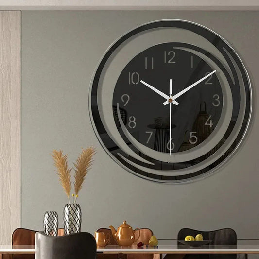 Moderne Schwarze Wanduhr aus Acryl – Geräuschloses Design für Eleganz und Ruhe 0