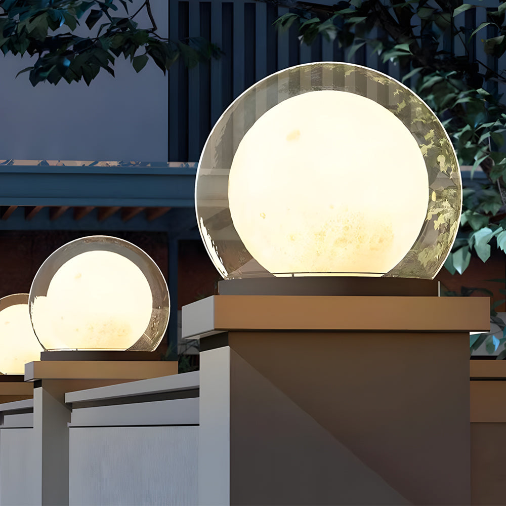 Moderne Solar-Säulenlampe für den Außenbereich – wetterfeste Gartenleuchte mit zweischichtigem Mondlicht-Design 3