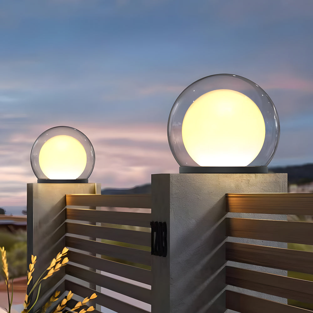 Moderne Solar-Säulenlampe für den Außenbereich – wetterfeste Gartenleuchte mit zweischichtigem Mondlicht-Design 4
