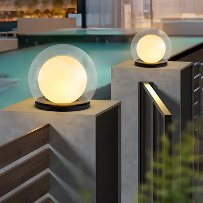 Moderne Solar-Säulenlampe für den Außenbereich – wetterfeste Gartenleuchte mit zweischichtigem Mondlicht-Design 8