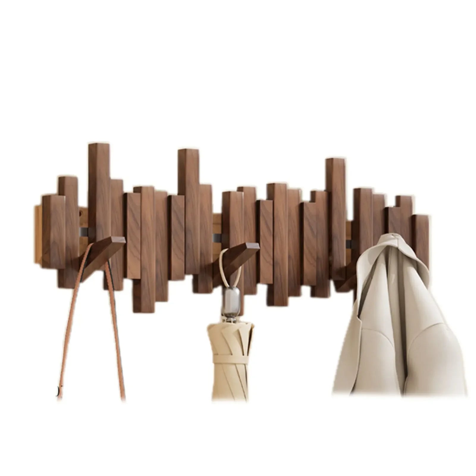 Moderne Wandgarderobe Massivholz Mit Magnetischen Klapphaken Minimalistisches Design 0
