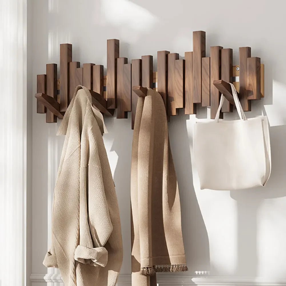 Moderne Wandgarderobe Massivholz Mit Magnetischen Klapphaken Minimalistisches Design 2
