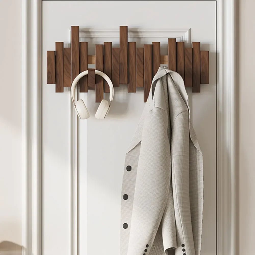 Moderne Wandgarderobe Massivholz Mit Magnetischen Klapphaken Minimalistisches Design 3
