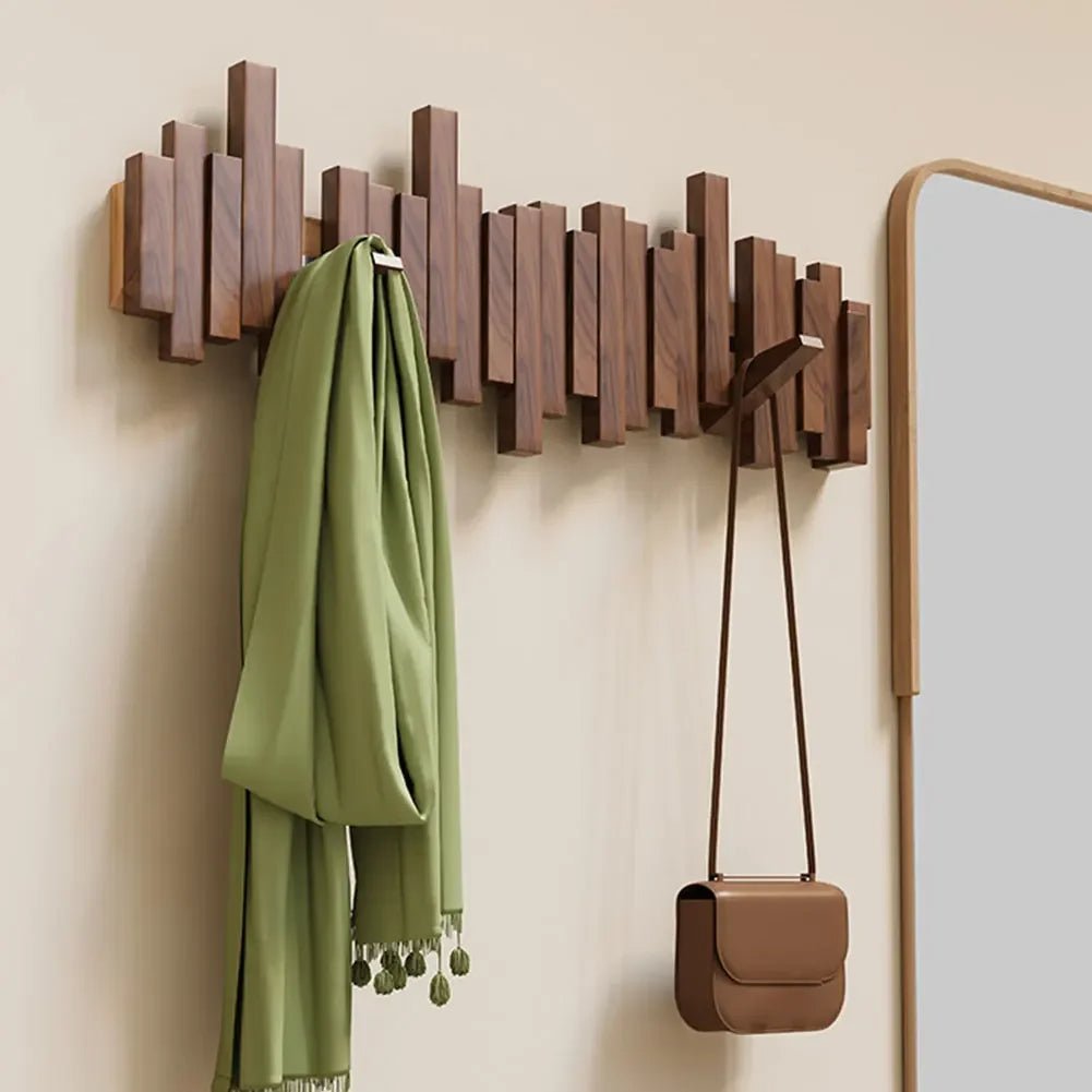 Moderne Wandgarderobe Massivholz Mit Magnetischen Klapphaken Minimalistisches Design 4