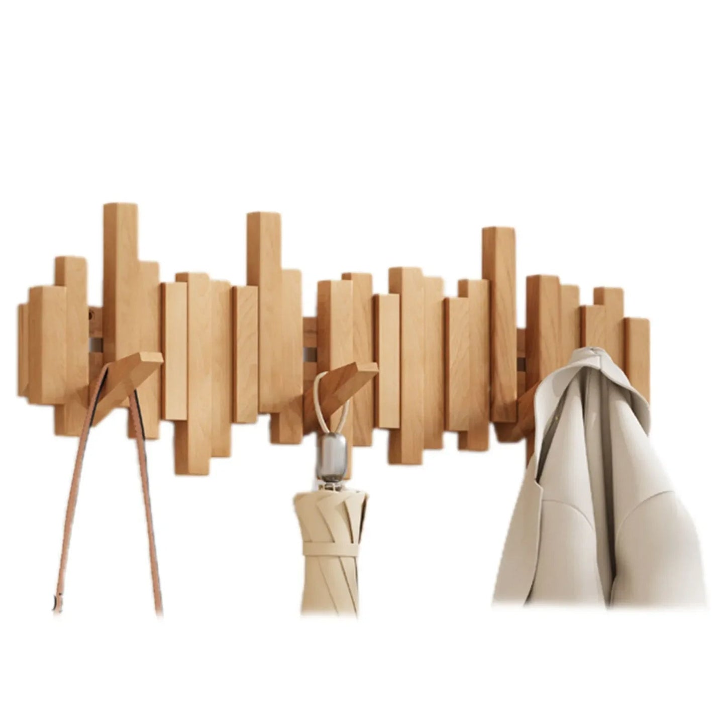 Moderne Wandgarderobe Massivholz Mit Magnetischen Klapphaken Minimalistisches Design 6