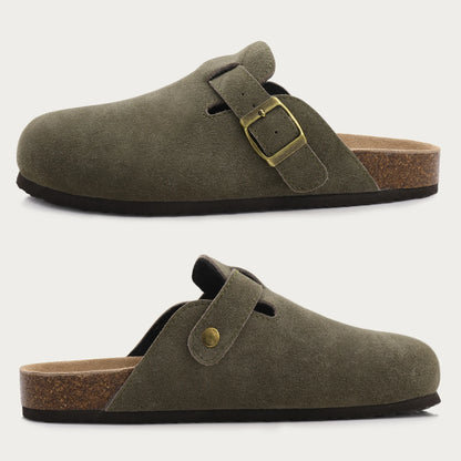 Modische Suede Mules Damen mit Korksohle und Fußgewölbeunterstützung – Bequeme Mules Schuhe für drinnen und draußen 2