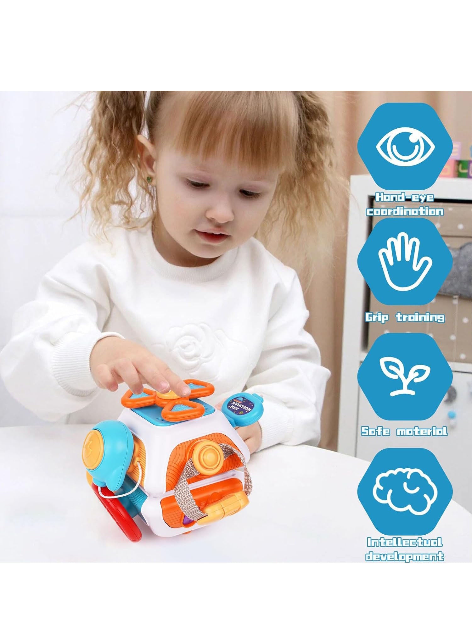 Montessori Kubus für Kinder – BPA-frei, Motorikspielzeug mit Interaktiven Funktionen für 1-4 Jahre 3