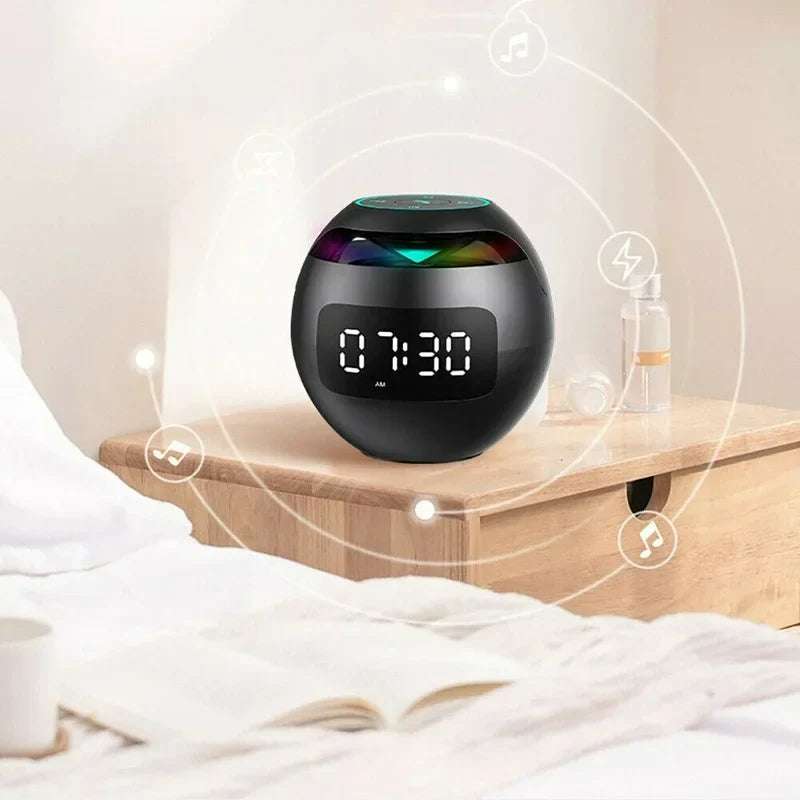 Multifunktionaler Bluetooth-Weckerlautsprecher mit LED-Anzeige und buntem Nachtlicht – 2200-mAh-Akku 4