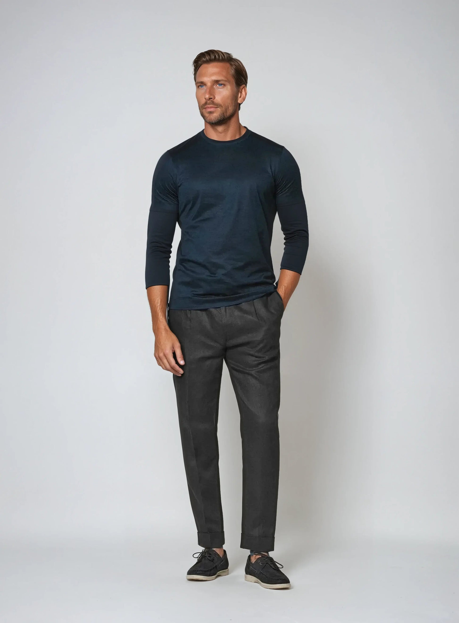 Noah | Elegante Schwarze Leinenhose Herren mit Kordel 2