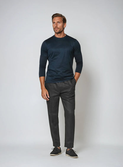 Noah | Elegante Schwarze Leinenhose Herren mit Kordel 2
