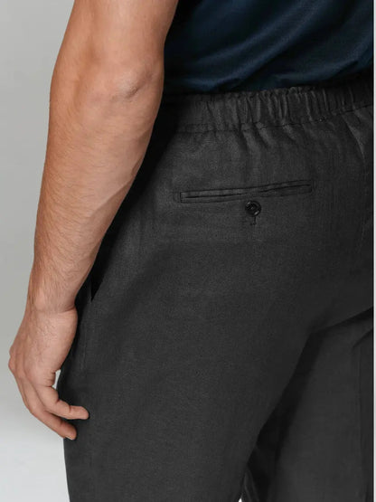 Noah | Elegante Schwarze Leinenhose Herren mit Kordel 3