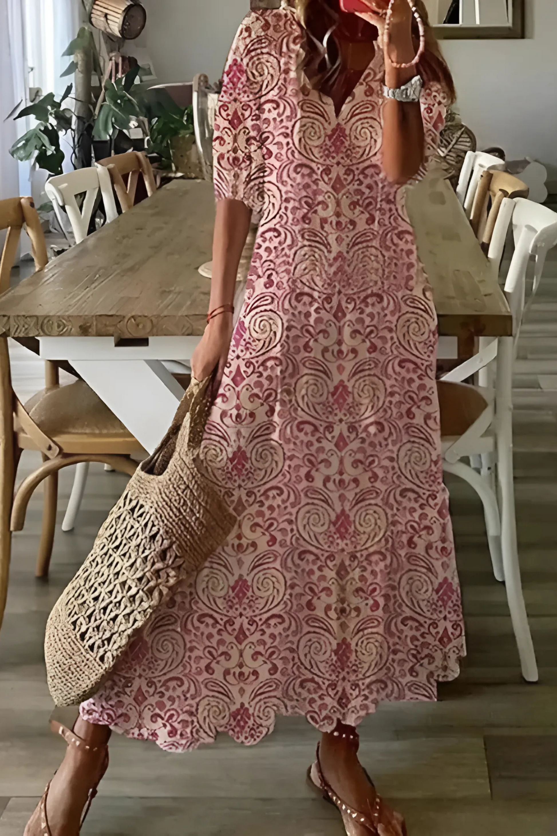 Damen Fließendes Kleid Mehrfarbig Größe M Polyester - Sommerkleider für Elegante Anlässe-3
