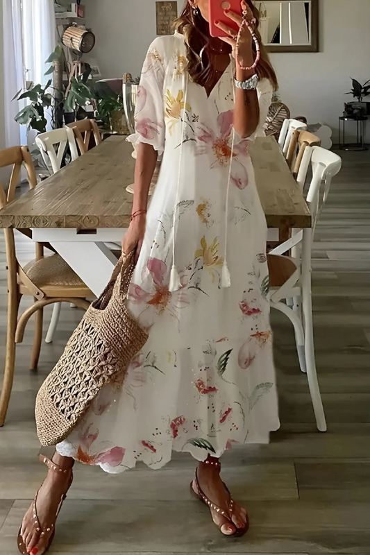 Damen Fließendes Kleid Mehrfarbig Größe M Polyester - Sommerkleider für Elegante Anlässe-1