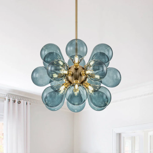 Nomis | Eleganter Cluster-Kronleuchter aus blauem Glas 0