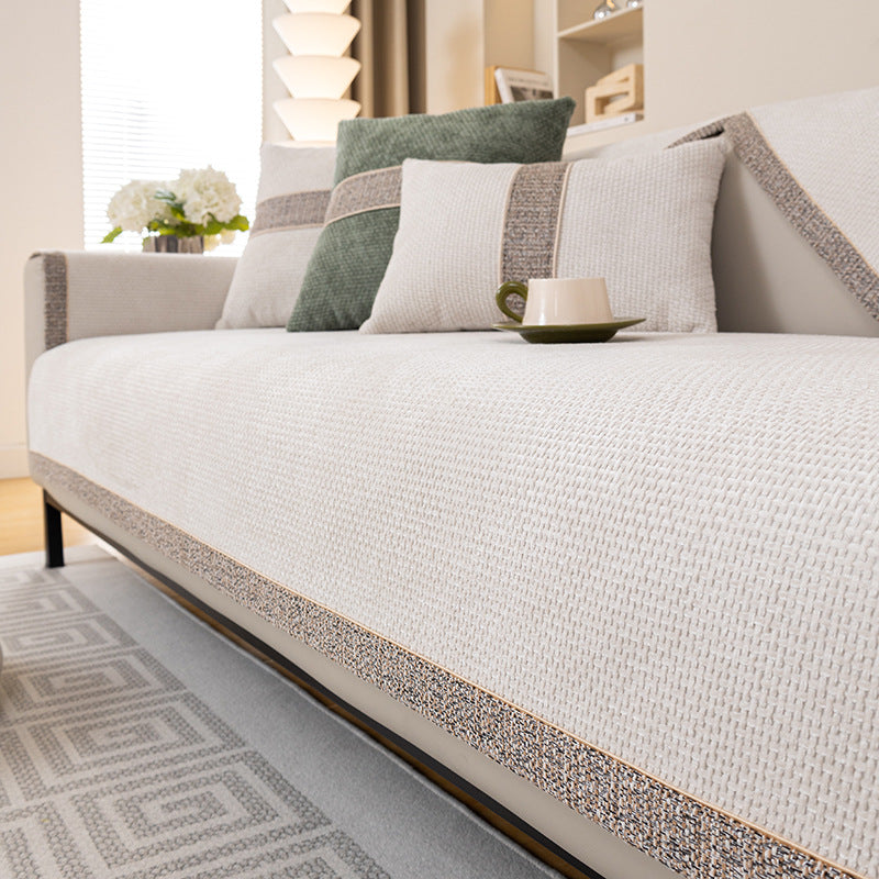 High-quality linen couch cover with non-slip underside – protection for sofa against scratches and stains, machine washable