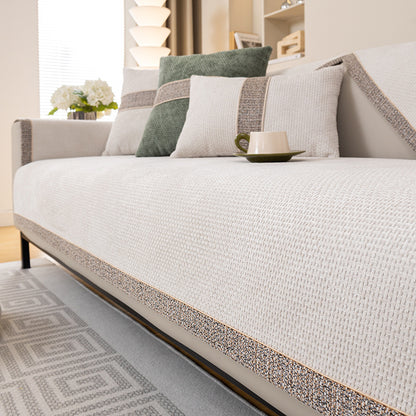 High-quality linen couch cover with non-slip underside – protection for sofa against scratches and stains, machine washable