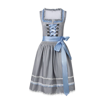 Dirndl with pink floral pattern – Oktoberfest | Romantic traditional dress with apron