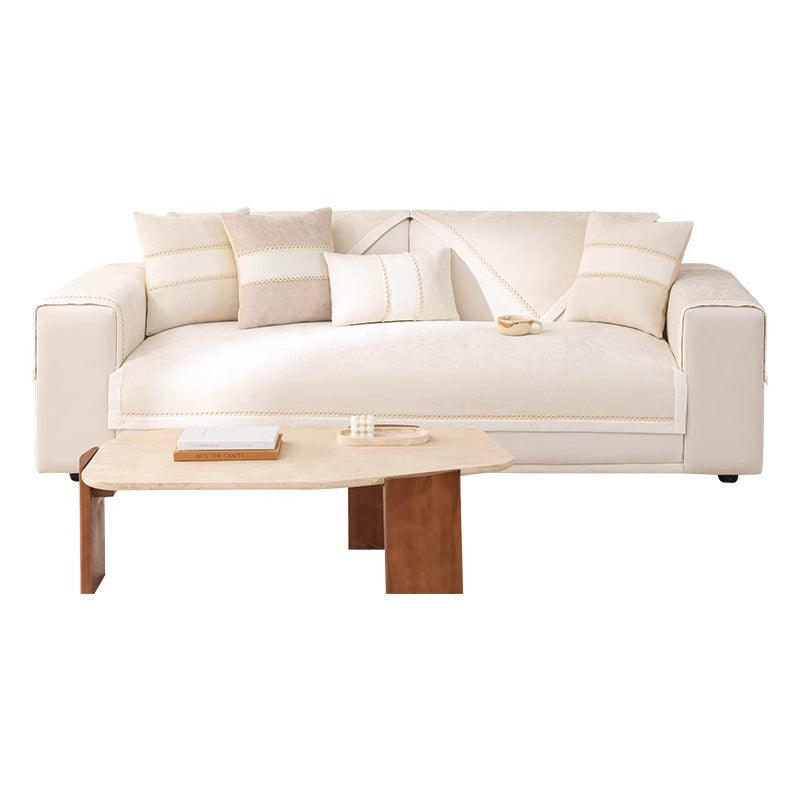High-quality linen couch cover with non-slip underside – protection for sofa against scratches and stains, machine washable