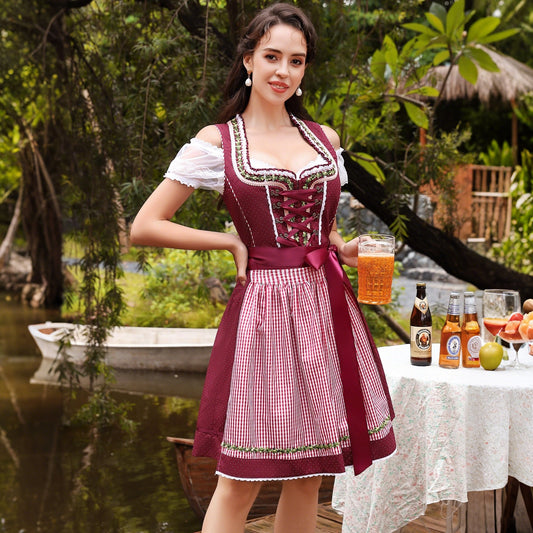 Oktoberfest 3-teiliges Dirndl mit Schürze & Bluse 0