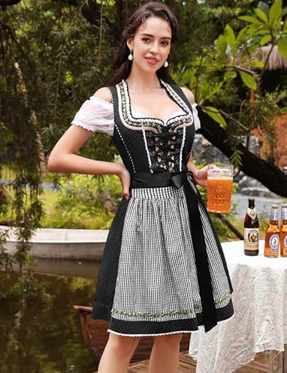 Oktoberfest 3-teiliges Dirndl mit Schürze & Bluse 10