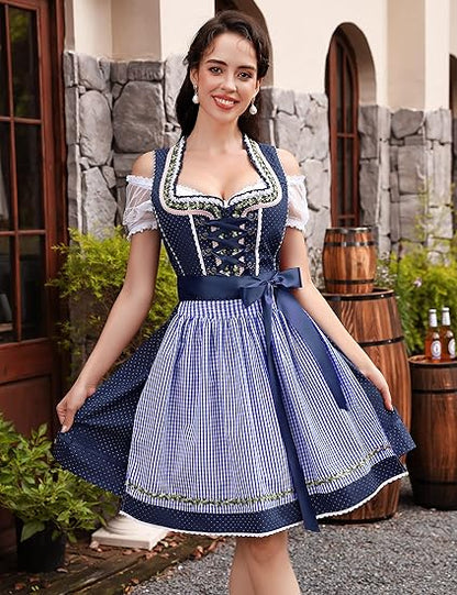 Oktoberfest 3-teiliges Dirndl mit Schürze & Bluse 4