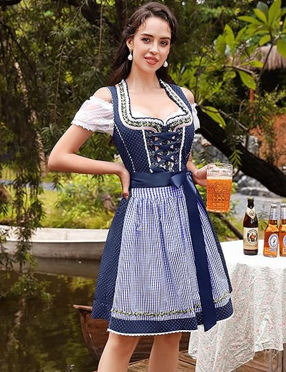 Oktoberfest 3-teiliges Dirndl mit Schürze & Bluse 7